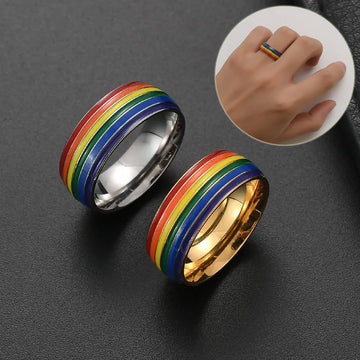 Fashion Rainbow Pride Ring Unisex Gay