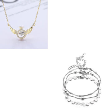 Angel Wings Necklace Women'S Korean Light