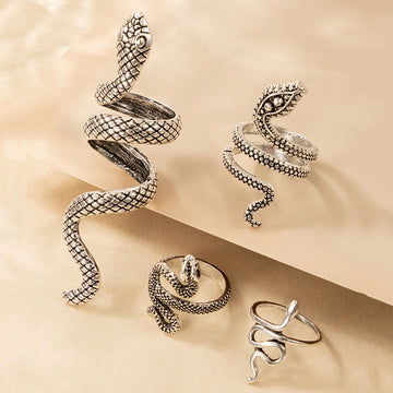Long Cool Handsome Men'S Snake Print Ring