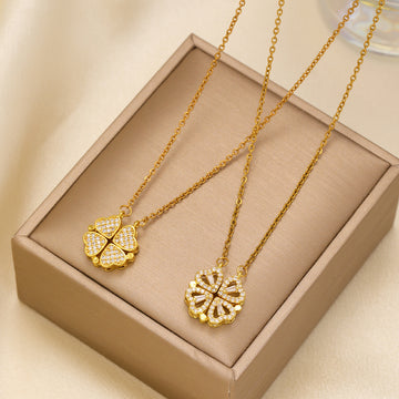 Fashionable Zircon Heart Shaped Necklace With