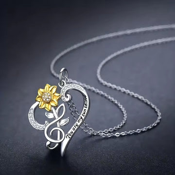 Pastoral Style Two Color Sunflower Pendant Necklace