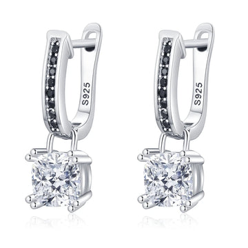 Inlaid Copper Plated Square Zircon Earrings