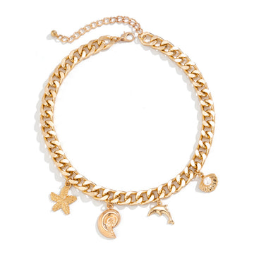 Creative Boho Conch Dolphin Starfish Pendant Necklace