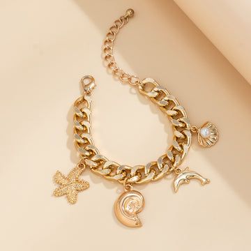 Creative Boho Conch Dolphin Starfish Pendant Necklace