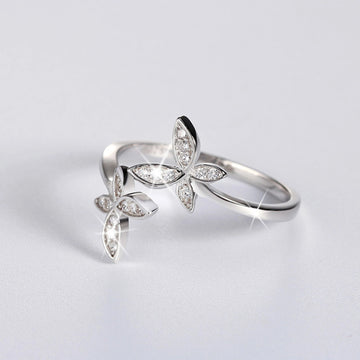 Sterling Silver Adjustable Butterfly Ring With