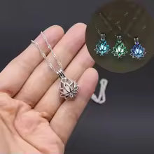 Yoga Lotus Photo Box Luminous Pendant Necklace