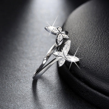 Sterling Silver Adjustable Butterfly Ring With