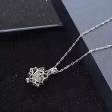 Yoga Lotus Photo Box Luminous Pendant Necklace