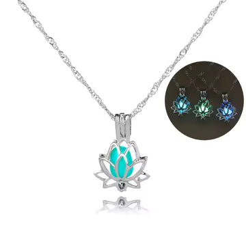 Yoga Lotus Photo Box Luminous Pendant Necklace