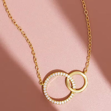 Women'S Simple Design Asymmetrical Double Ring Necklace