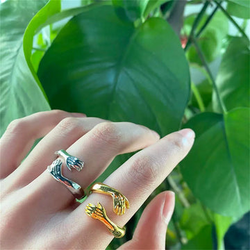 Love Hug Couple Ring Open Adjustable