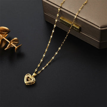Double Layer Love Necklace With Rhinestones