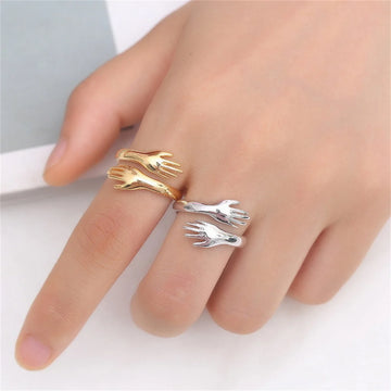 Love Hug Couple Ring Open Adjustable