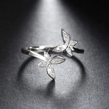 Sterling Silver Adjustable Butterfly Ring With