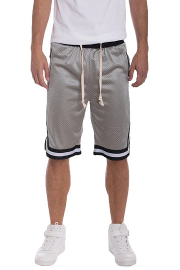 Solid Mesh Basketball Active Shorts for Men with Elastic Waistband and Drawstring