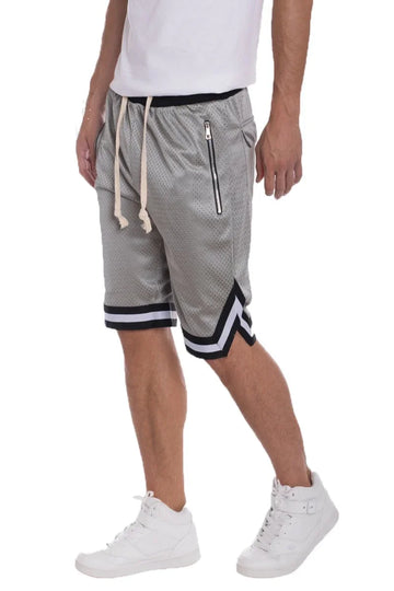 Solid Mesh Basketball Active Shorts for Men with Elastic Waistband and Drawstring