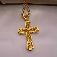 Iced Out Men'S Cross Necklace Alloy