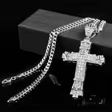 Iced Out Men'S Cross Necklace Alloy