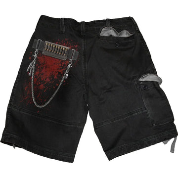 Vintage Black Cargo Shorts for Men with Holster Design