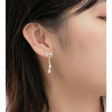 Bow Eardrops Sweet Tassel Bone Studs