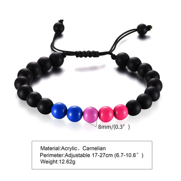 Acrylic Black Agate Beaded Bracelet Unisex