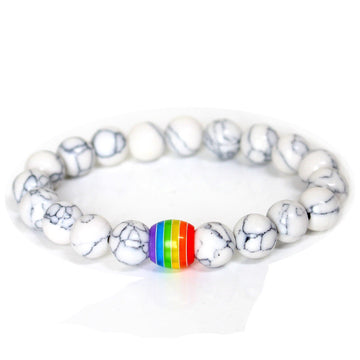 Rainbow Bead Bracelet Pride Natural Stone