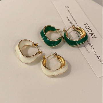 Dripping Glaze Geometric Irregular Round Earrings
