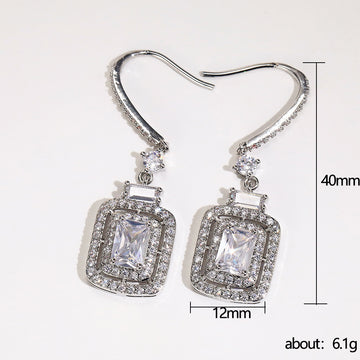 Platinum Princess Square Diamond Zircon Ear