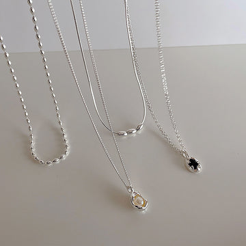 Irregular Zircon Pearl Metal Pendant Necklace