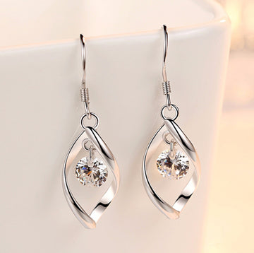 Zircon Reduction Silver Earrings Copper Plated