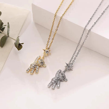 Women'S Cute Bear Necklace Titanium Steel