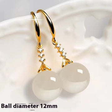 Elegant Silvering Earrings With Chalcedony Green