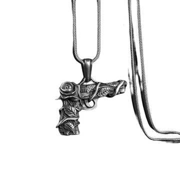 Men'S Fashion Personalized Gun And Rose Necklace