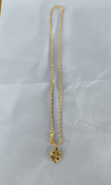 Gold Plated Brass Pendant Necklace For