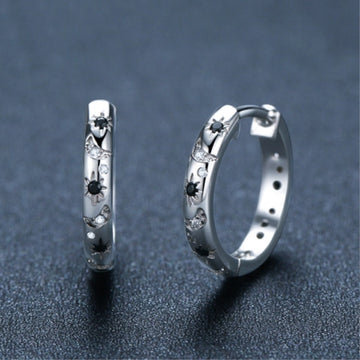 French Inlaid Zircon Star And Moon