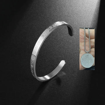 Stainless Steel Arabic Disc Necklace And