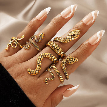 Long Cool Handsome Men'S Snake Print Ring