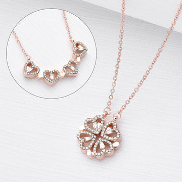 Retro Magnetic Folding Heart Shaped Four Necklace