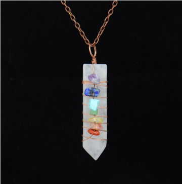 Moon Hexagonal Column Pendant Necklace For