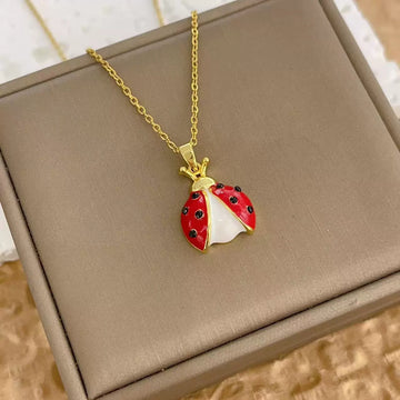 Women'S Creative Cartoon Ladybug Necklace Beetle