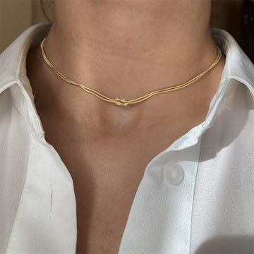 Stainless Steel Valentine'S Day Knot Snake Necklace