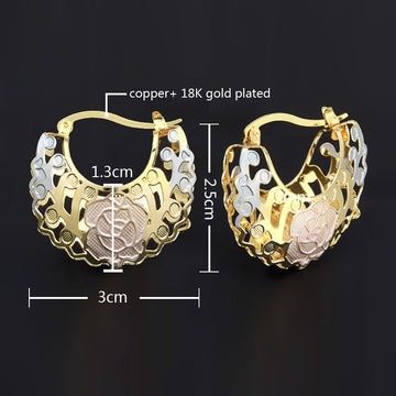 Hollow Rosette Earrings With Gold Contrast