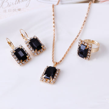 Crystal Set Necklace Earring Ring Three