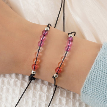 Colorful Beaded Bisexual Couple Card Bracelet