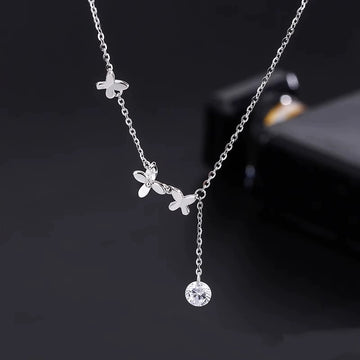 S925 Sterling Silver Butterfly Zircon Anklet