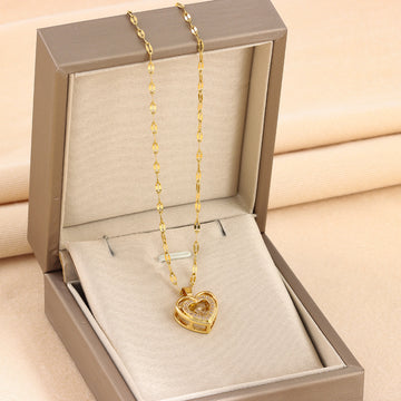Double Layer Love Necklace With Rhinestones