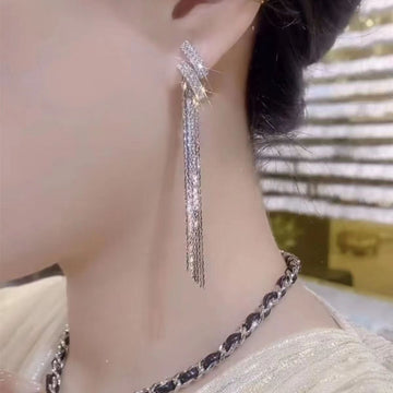 Xingx Gold Water Drop Tassel Earrings