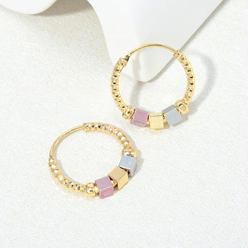 Hollow Rosette Earrings With Gold Contrast