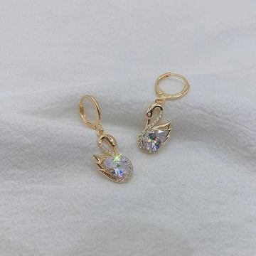 Sweet Rhinestone Swan Earrings Fashion Jewelry