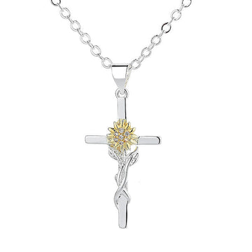 Cross Gold And Silver Two Color Necklace